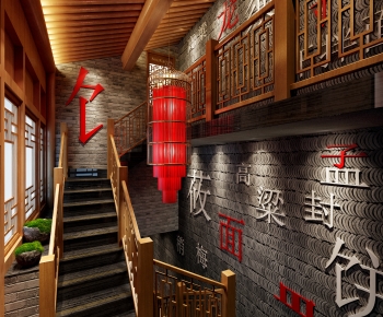 新中式餐厅楼梯间-ID:314121962