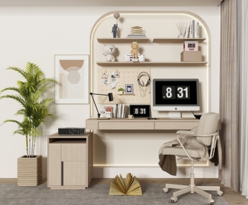 Modern Computer Desk And Chair-ID:383039005