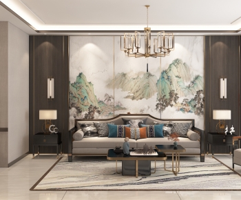 New Chinese Style A Living Room-ID:631755111