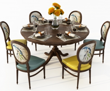 American Style Dining Table And Chairs-ID:127557991