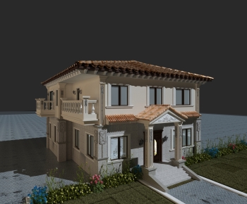 Simple European Style Villa Appearance-ID:613883979