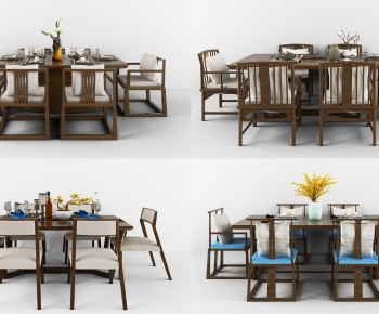 新中式方形餐桌椅-ID:572127105