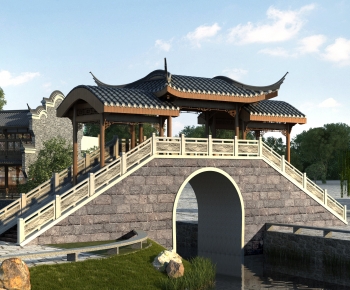 中式古廊桥-ID:573991062