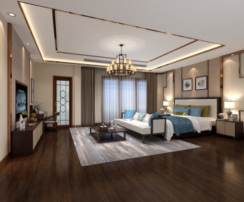 New Chinese Style Bedroom-ID:654871945