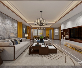 New Chinese Style A Living Room-ID:133634095