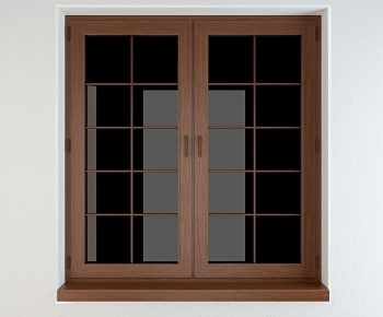 新中式木门平开玻璃窗-ID:855920085