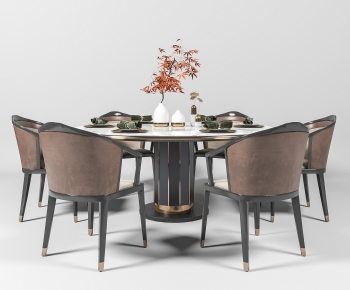 新中式圆形餐桌椅组合-ID:149971965