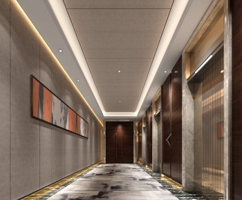 新中式酒店走廊电梯厅-ID:267801057