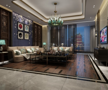 New Chinese Style A Living Room-ID:308748967