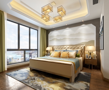 New Chinese Style Bedroom-ID:653044947