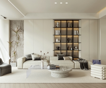 Modern Wabi-sabi Style A Living Room-ID:195871114