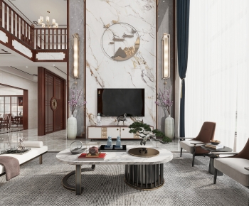 New Chinese Style A Living Room-ID:389322041