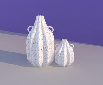 现代白色陶罐花瓶-ID:399179947
