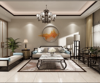 New Chinese Style A Living Room-ID:571367984
