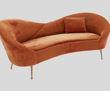 现代橙色绒布异形沙发-ID:106792932