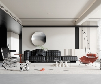 Modern Wabi-sabi Style A Living Room-ID:258438116