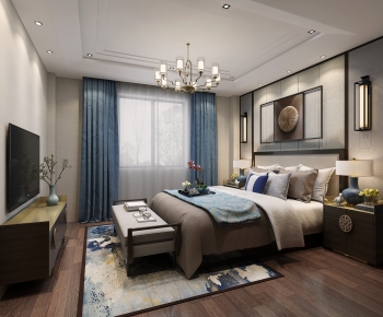 New Chinese Style Bedroom-ID:999725103