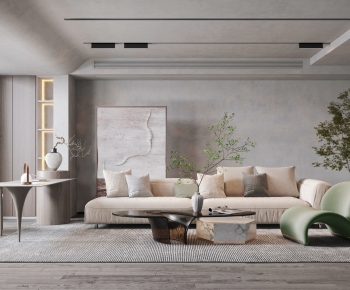 Modern Wabi-sabi Style A Living Room-ID:419919016