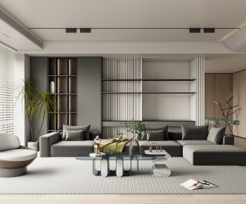 Modern Wabi-sabi Style A Living Room-ID:268624074