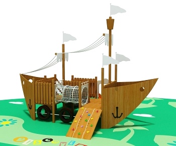 现代海盗船，木制游乐，玩具-ID:705710891