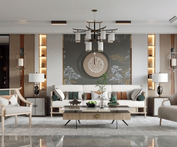 New Chinese Style A Living Room-ID:638592004