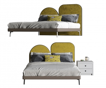 Retro Style Double Bed-ID:591170813