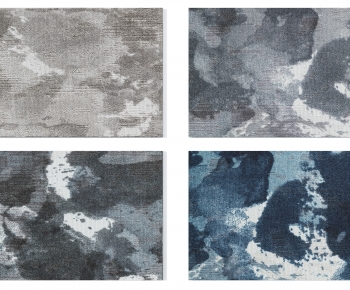 现代灰蓝色抽象图案地毯组合-ID:360436922