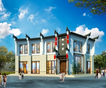 New Chinese Style Building Appearance-ID:108500963