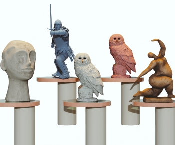 现代猫头鹰抽象雕塑摆件组合-ID:483273035
