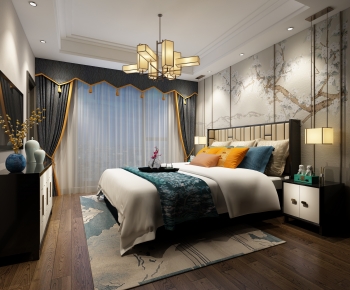 New Chinese Style Bedroom-ID:260623937