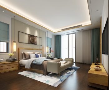 New Chinese Style Bedroom-ID:618042956