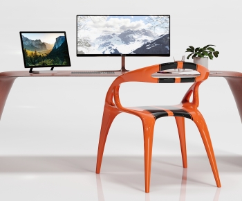 Industrial Style Computer Desk And Chair-ID:836925982