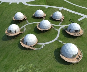现代星空营地民宿小屋帐篷3D模型