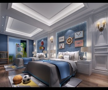 American Style Mediterranean Style Boy's Room And Son's Room-ID:424000022