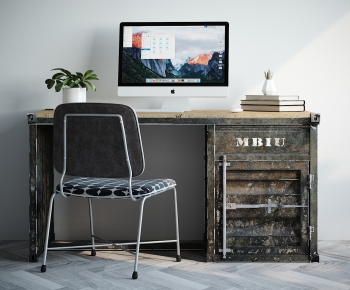 Industrial Style Computer Desk And Chair-ID:974601036
