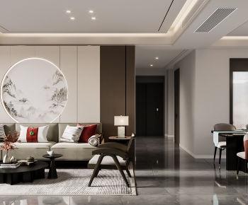 New Chinese Style A Living Room-ID:373214965