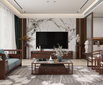 New Chinese Style A Living Room-ID:121577024