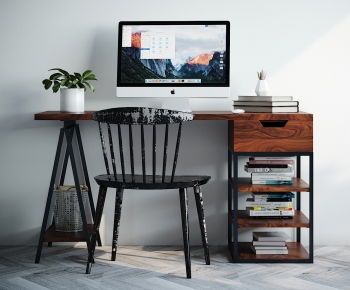Industrial Style Computer Desk And Chair-ID:551207077