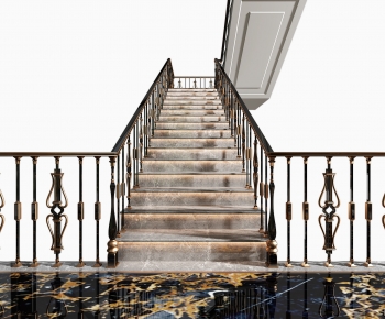 现代美式黑金栏杆楼梯-ID:280635129