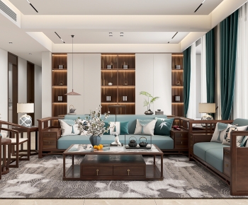 New Chinese Style A Living Room-ID:736108064