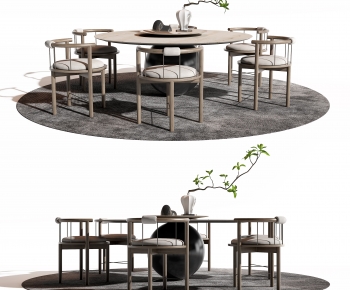 新中式圆形餐桌椅-ID:671523099