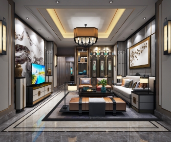 New Chinese Style A Living Room-ID:221169076