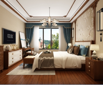 New Chinese Style Bedroom-ID:612488031