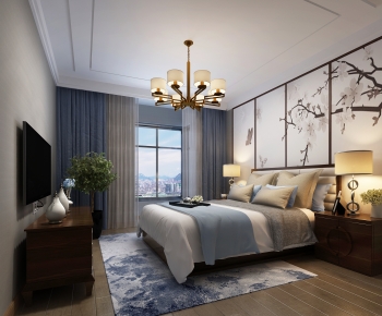 New Chinese Style Bedroom-ID:668571954