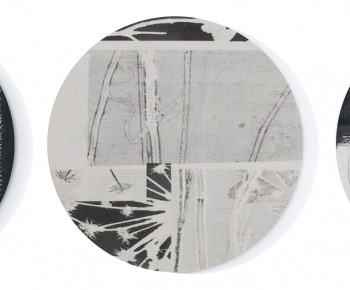 现代黑白灰抽象图案圆形地毯组合-ID:118222958