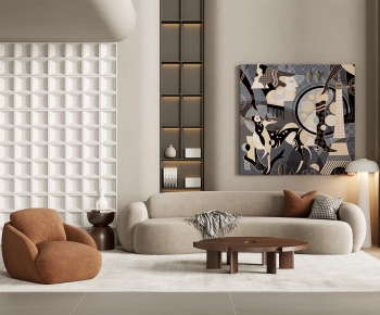 Modern Wabi-sabi Style A Living Room-ID:190084932