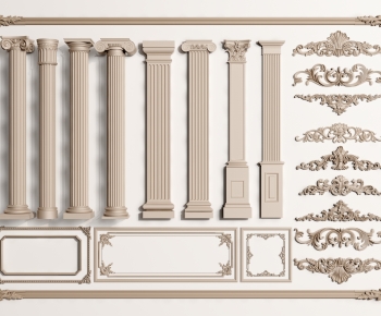 欧式罗马柱、石膏雕花线条-ID:312181953
