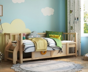 现代实木扩展床儿童床-ID:1429935