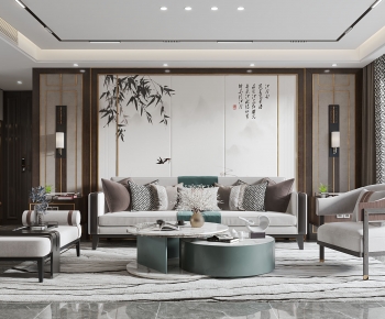 New Chinese Style A Living Room-ID:336870918