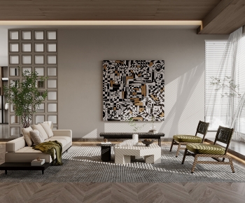 Modern Wabi-sabi Style A Living Room-ID:429460056